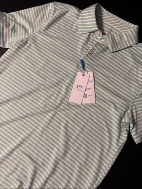 Southern Tide Boys Pale Blue & Cream Striped Polo